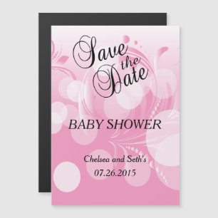 Soft Pink Bokeh Florid   Shower voor babymeisjes Magnetische Uitnodiging
