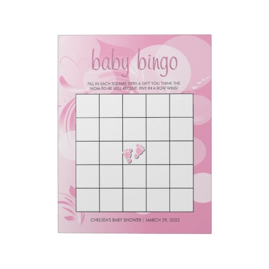 Soft Pink Bokeh Florid | Shower voor babymeisjes Notitieblok (Linkerzijde)