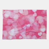 Soft Pink Bokeh Hearts  Theedoek (Horizontaal)