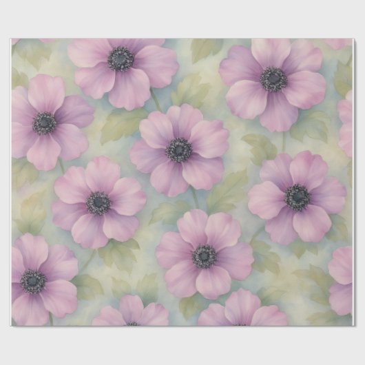 Soft Pink Botanical Floral Wrapping Paper Cadeaupapier (Vlak)