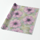 Soft Pink Botanical Floral Wrapping Paper Cadeaupapier (Uitgerold)
