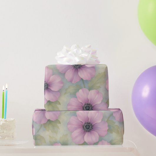 Soft Pink Botanical Floral Wrapping Paper Cadeaupapier (Feestgeschenken)