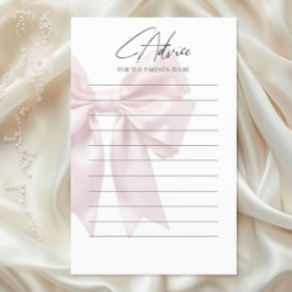 Soft Pink Bow Baby shower Advies Kaart