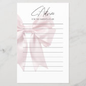 Soft Pink Bow Baby shower Advies Kaart (Voorkant)