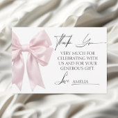 Soft Pink Bow Baby shower Bedankt Card
