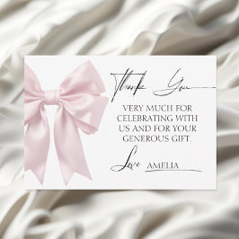 Soft Pink Bow Baby shower Bedankt Card
