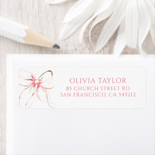 Soft Pink Bow Baptism Etiket (Insitu)