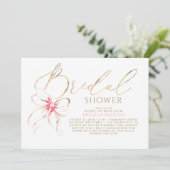 Soft Pink Bow Elegant Romantic Bridal Shower Kaart (Staand voorkant)