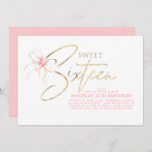 Soft Pink Bow Elegant Romantic Sweet 16th Birthday Kaart (Voorkant / Achterkant)