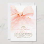 Soft Pink Bow Elegant Vrijgezellenfeest Kaart (Voorkant)