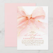 Soft Pink Bow Elegant Vrijgezellenfeest Kaart (Voorkant / Achterkant)