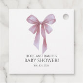 Soft Pink Bow Girl Baby Shower Bedankjes Labels (Achterkant)