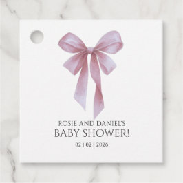 Soft Pink Bow Girl Baby Shower Bedankjes Labels