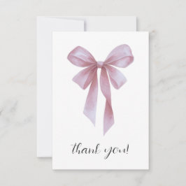 Soft Pink Bow Girl Baby Shower Bedankkaart