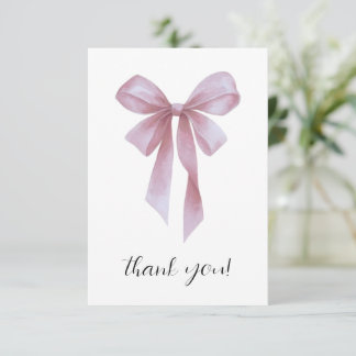 Soft Pink Bow Girl Baby Shower Bedankkaart