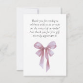 Soft Pink Bow Girl Baby Shower Bedankkaart (Achterkant)