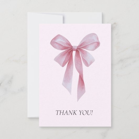 Soft Pink Bow Girl Baby Shower Bedankkaart (Voorkant)