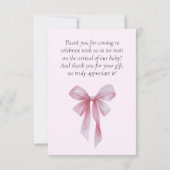 Soft Pink Bow Girl Baby Shower Bedankkaart (Achterkant)