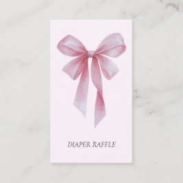 Soft Pink Bow Girl Baby Shower Diaper Raffle Informatiekaartje