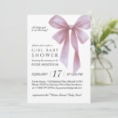 Soft Pink Bow Girl Baby Shower Kaart (Staand voorkant)