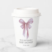 Soft Pink Bow Girl Baby Shower Papieren Bekers (Achterkant)