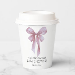 Soft Pink Bow Girl Baby Shower Papieren Bekers