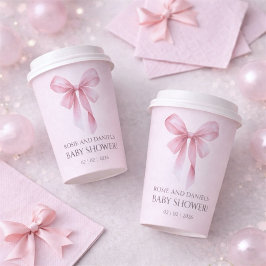 Soft Pink Bow Girl Baby Shower Papieren Bekers