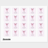 Soft Pink Bow Girl Baby Shower Vierkante Sticker (Vel)