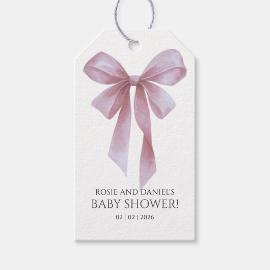 Soft Pink Bow Girl Baby Shower Welcome Cadeaulabel (Voorkant)