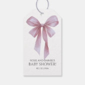 Soft Pink Bow Girl Baby Shower Welcome Cadeaulabel (Achterkant)