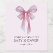 Soft Pink Bow Girl Baby Shower Wijn Etiket (Enkel label)