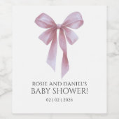 Soft Pink Bow Girl Baby Shower Wine Label Wijn Etiket (Enkel label)