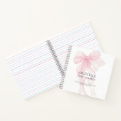 Soft Pink Bow Text Overlay Baby Shower Guest Book Notitieboek (Binnen)