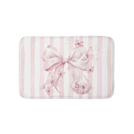 Soft Pink Bow with Butterflies  Badmat (Voorkant)