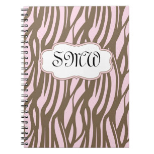 Soft Pink + Brown Monogram Lijst Journal-laptop Notitieboek