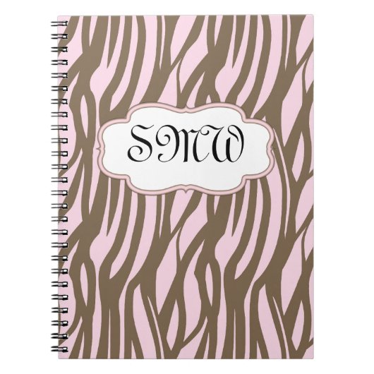 Soft Pink + Brown Monogram Lijst Journal-laptop Notitieboek (Voorkant)