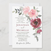 Soft Pink Burgundy Floral Christelijk bruiloft Kaart (Voorkant)