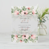 Soft Pink Charming Watercolor Wedding Kaart (Staand voorkant)