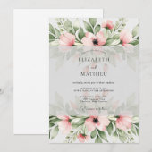 Soft Pink Charming Watercolor Wedding Kaart (Voorkant / Achterkant)