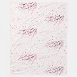 Soft Pink Cherry Blossom Floral Pattern Fleece  Deken