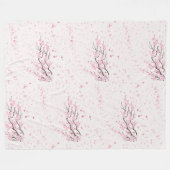 Soft Pink Cherry Blossom Floral Pattern Fleece Deken (Voorkant (Horizontaal))