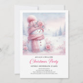 Soft Pink Coquette Snowman Editable Christmas Kids Kaart (Voorkant)