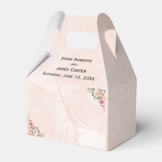 Soft Pink Cream Bloom Wedding Favor Boxes Bedankdoosjes (Voorkant Zijde)