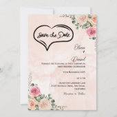 Soft Pink Cream Floral Wedding Save the Date  Kaart (Voorkant)