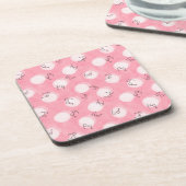 Soft Pink Cute Pattern – Minimal Aesthetic Polka Bier Onderzetter (Linkerzijde)