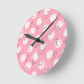 Soft Pink Cute Pattern – Minimal Aesthetic Polka Ronde Klok (Hoek)