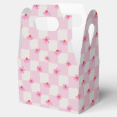 Soft Pink Daisy Checkerboard Floral Pattern Bedankdoosjes (Geopend)