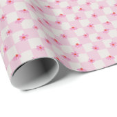 Soft Pink Daisy Checkerboard Floral Pattern Cadeaupapier (Rol Hoek)