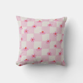 Soft Pink Daisy Checkerboard Floral Pattern Kussen (Voorkant)