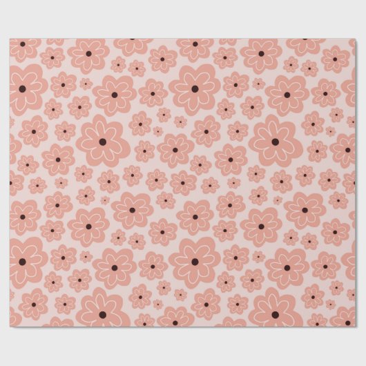 Soft Pink Daisy Floral Cadeaupapier (Vlak)